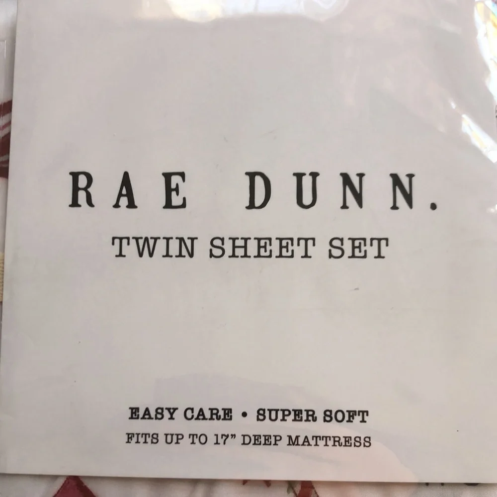 Rae Dunn SWEET HOLIDAY Candy Cane Sheet Set - TWIN